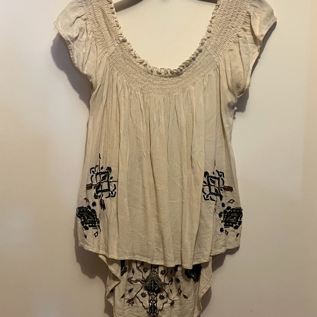 Embroidered Cream Women's Top